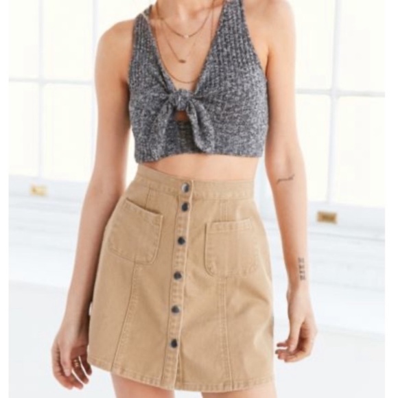 SOLD BDG Front Button High Waited Skirt Beige/Tan - Picture 6 of 6